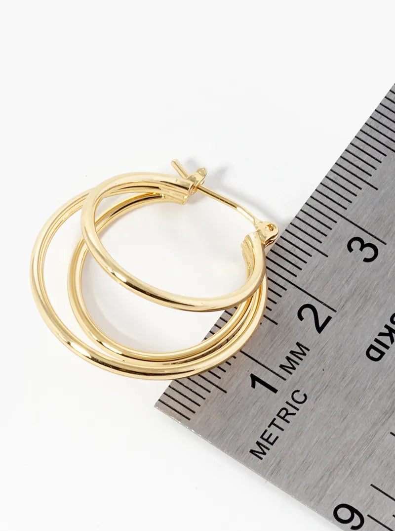 14K Gold Dipped Layered Latch Back Hoop Earrings