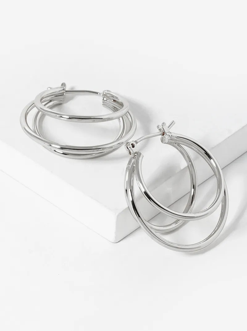 14K Gold Dipped Layered Latch Back Hoop Earrings
