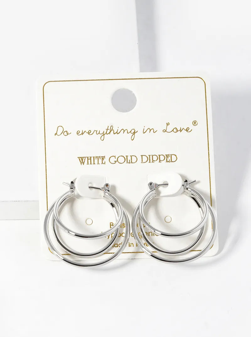 14K Gold Dipped Layered Latch Back Hoop Earrings
