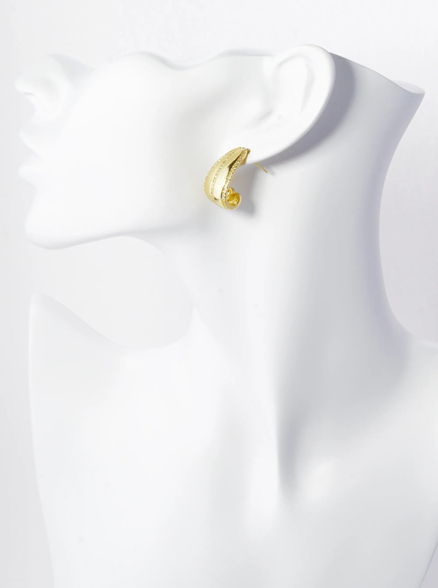 14K Gold Dipped Micro Pave Set Cubic Zirconia 20mm Double Hoop Earrings