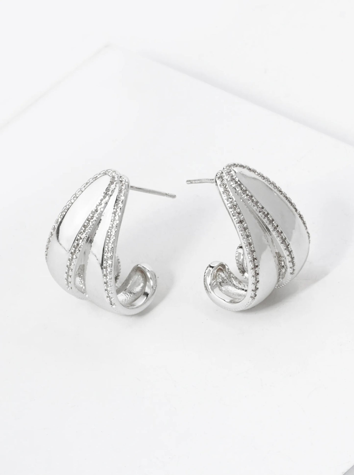 14K Gold Dipped Micro Pave Set Cubic Zirconia 20mm Double Hoop Earrings