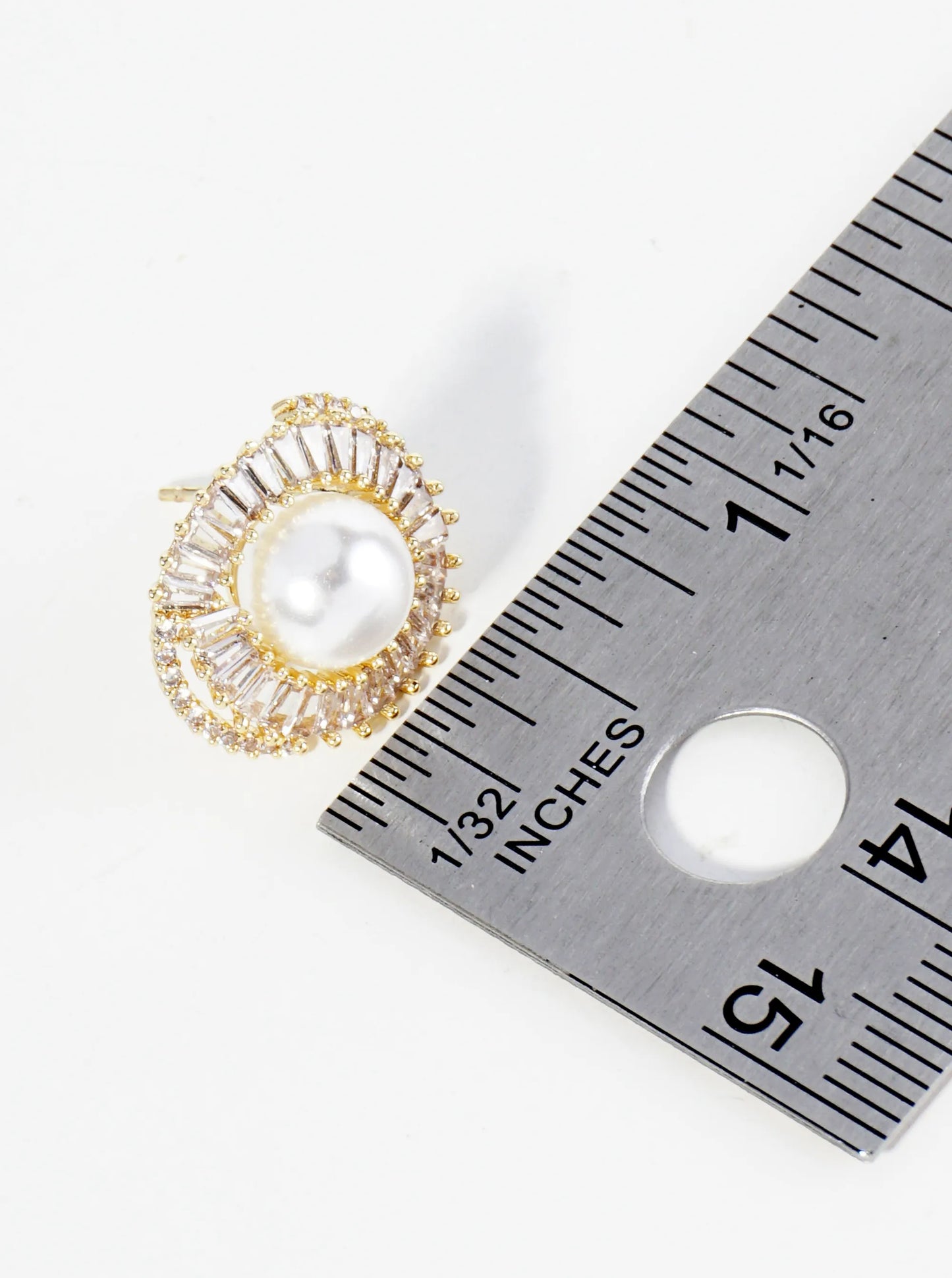 14K Gold Dipped Overlapped Cubic Zirconia Pearl Stud Earrings