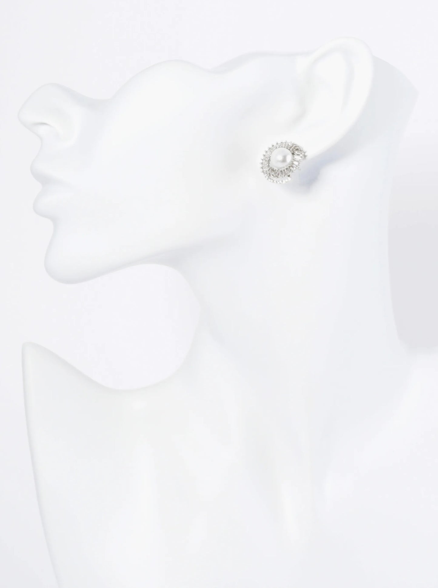 14K Gold Dipped Overlapped Cubic Zirconia Pearl Stud Earrings