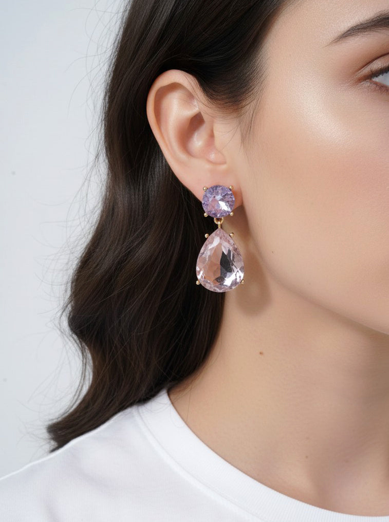 14K Gold-Dipped Pastel Crystal Drop Earrings