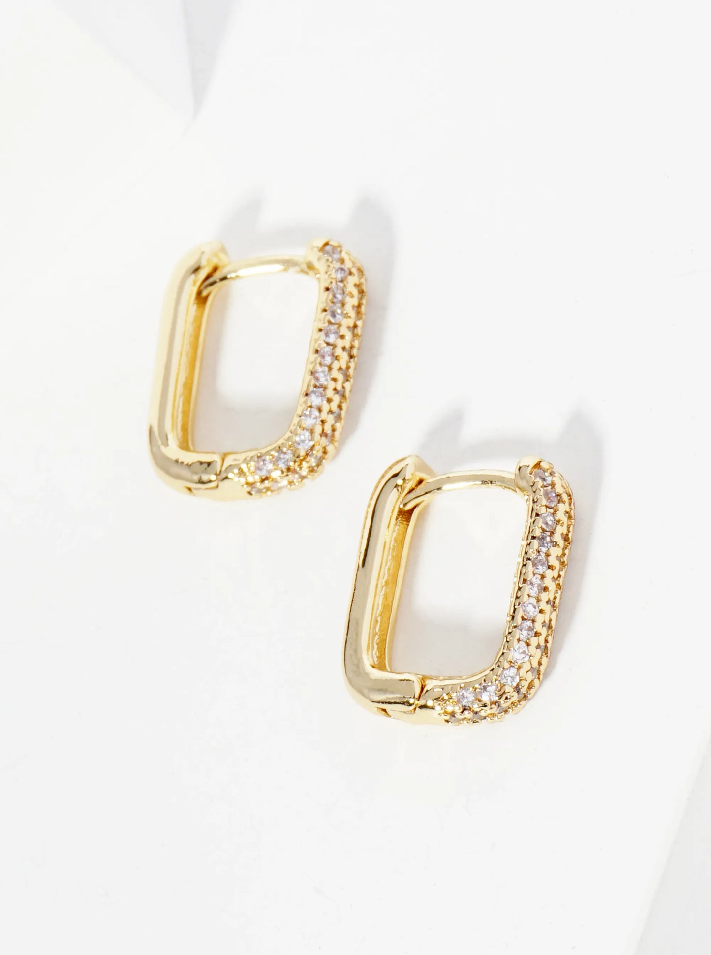 14K Gold Dipped Pave Set Cubic Zirconia 13mm Huggie Earrings