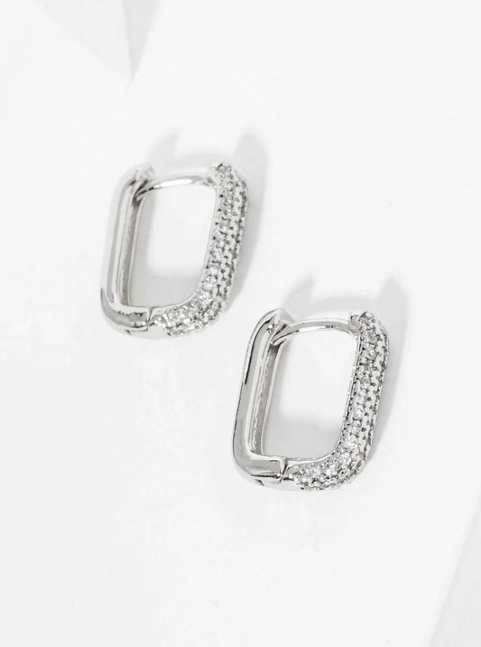 14K Gold Dipped Pave Set Cubic Zirconia 13mm Huggie Earrings