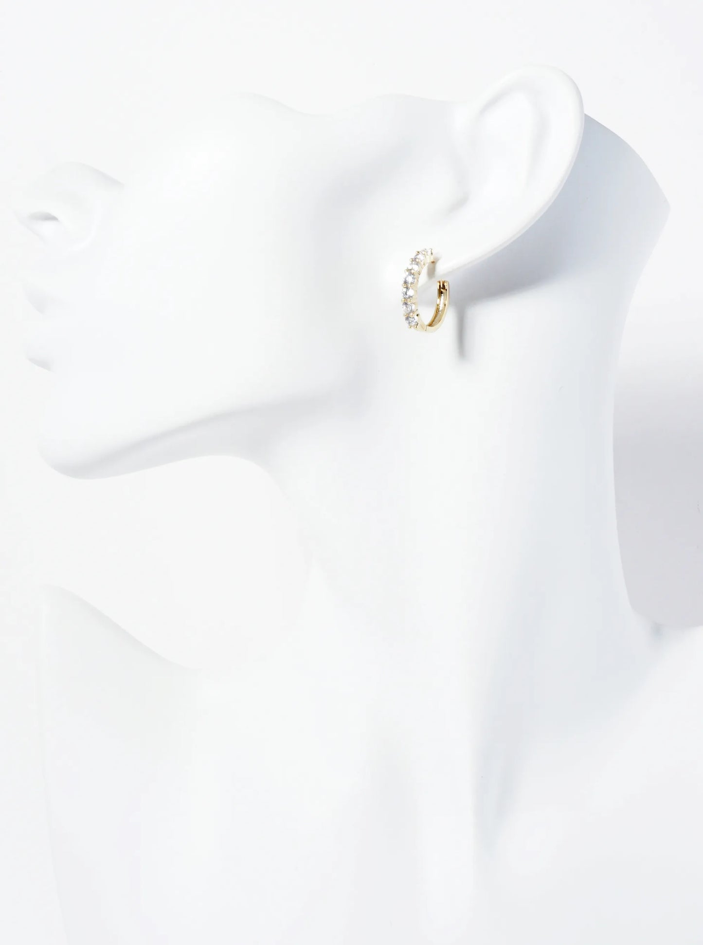 14K-Gold-Dipped Pave-Set Cubic-Zirconia 15mm Huggie Hoop Earrings