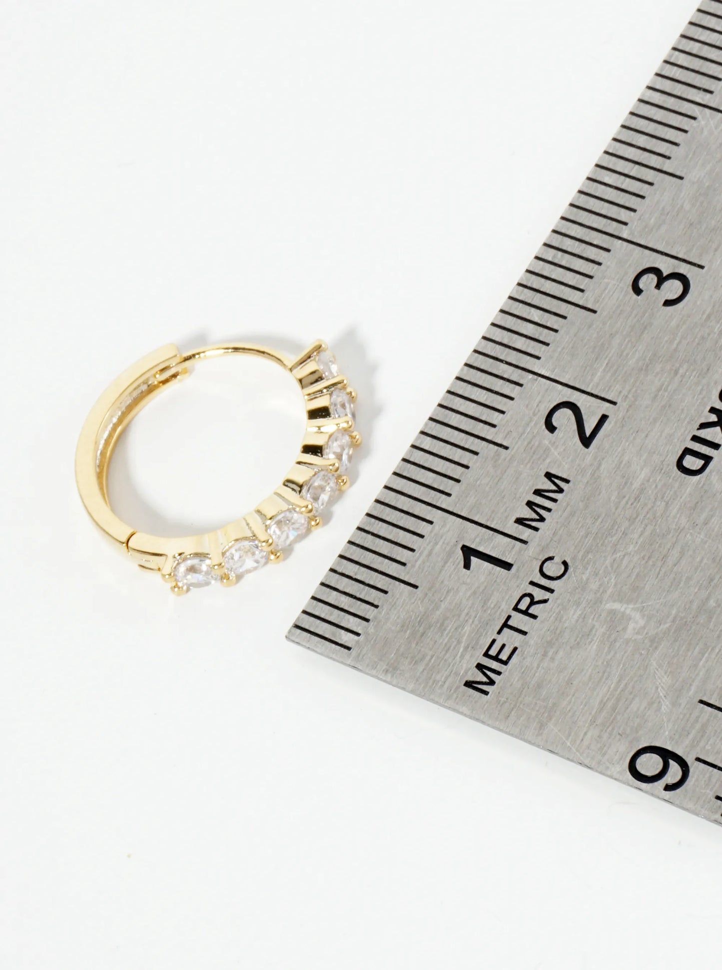 14K-Gold-Dipped Pave-Set Cubic-Zirconia 15mm Huggie Hoop Earrings