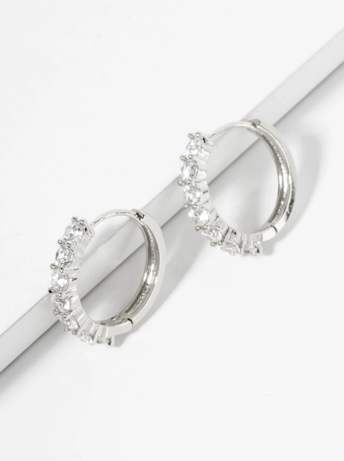 14K-Gold-Dipped Pave-Set Cubic-Zirconia 15mm Huggie Hoop Earrings
