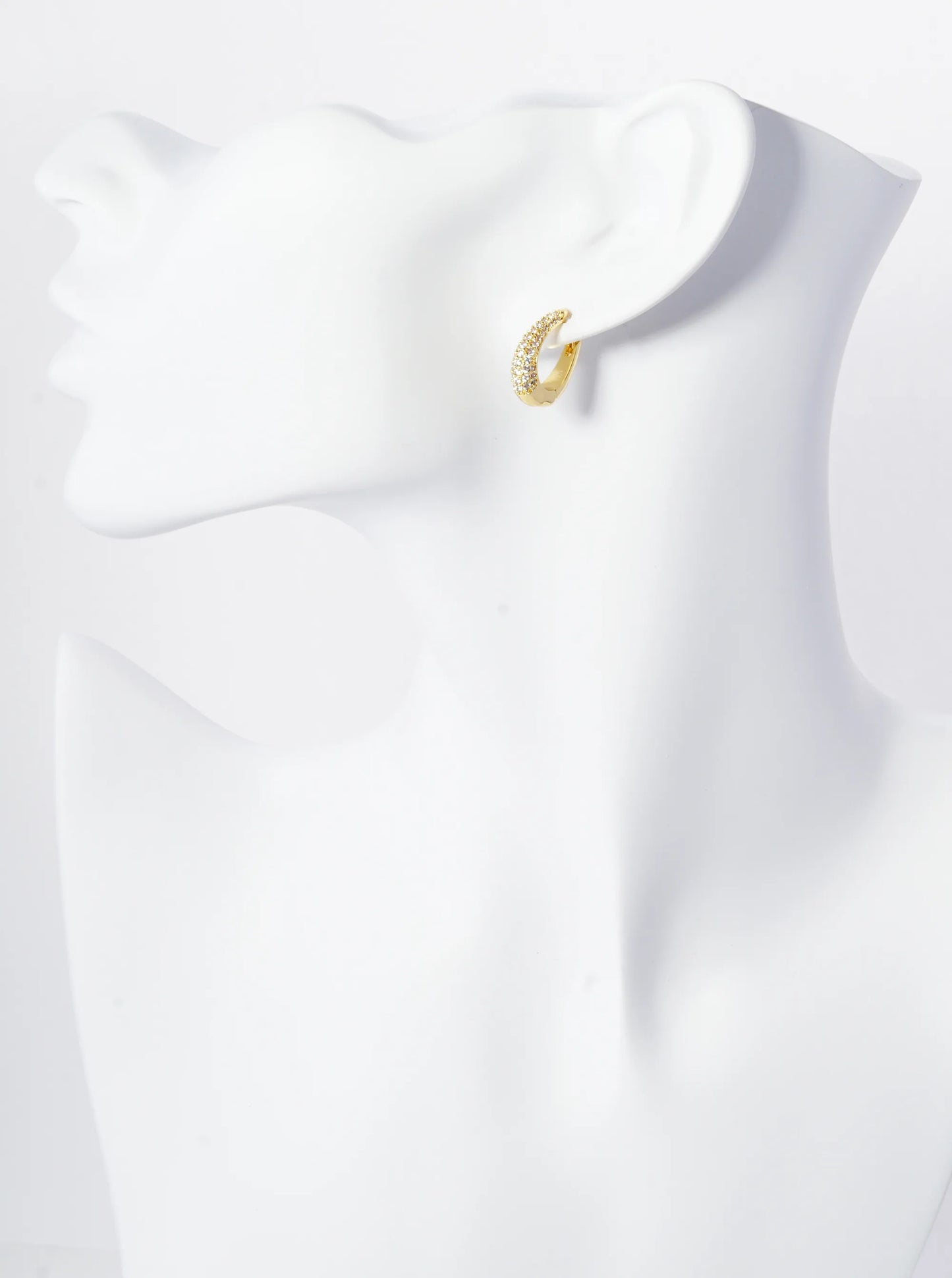 14K Gold Dipped Pave Set Cubic Zirconia 16mm Teardrop Hoop Earrings