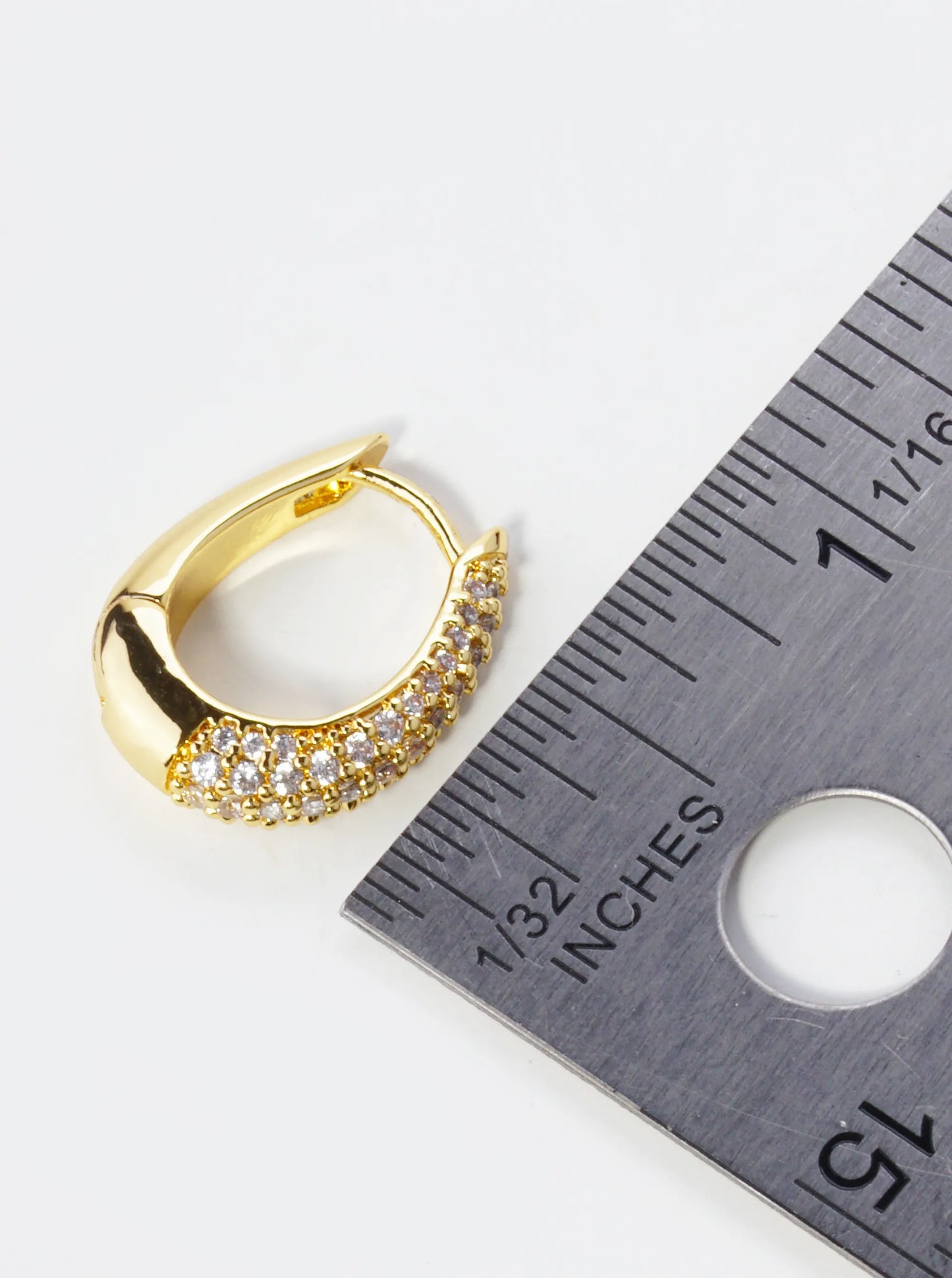 14K Gold Dipped Pave Set Cubic Zirconia 16mm Teardrop Hoop Earrings