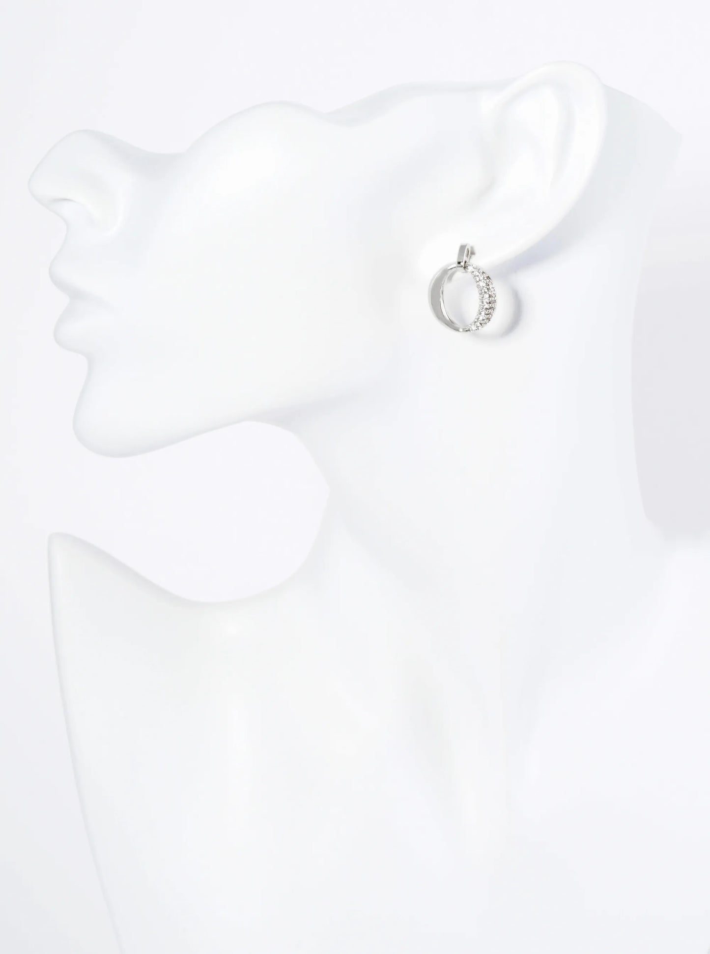 14K Gold Dipped Pave Set Cubic Zirconia Circle Drop Post Earrings