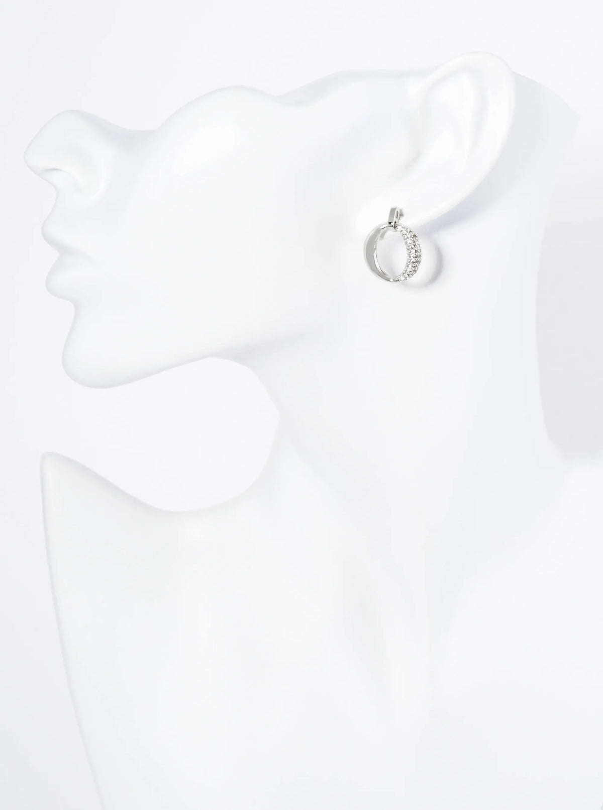 14K Gold Dipped Pave Set Cubic Zirconia Circle Drop Post Earrings