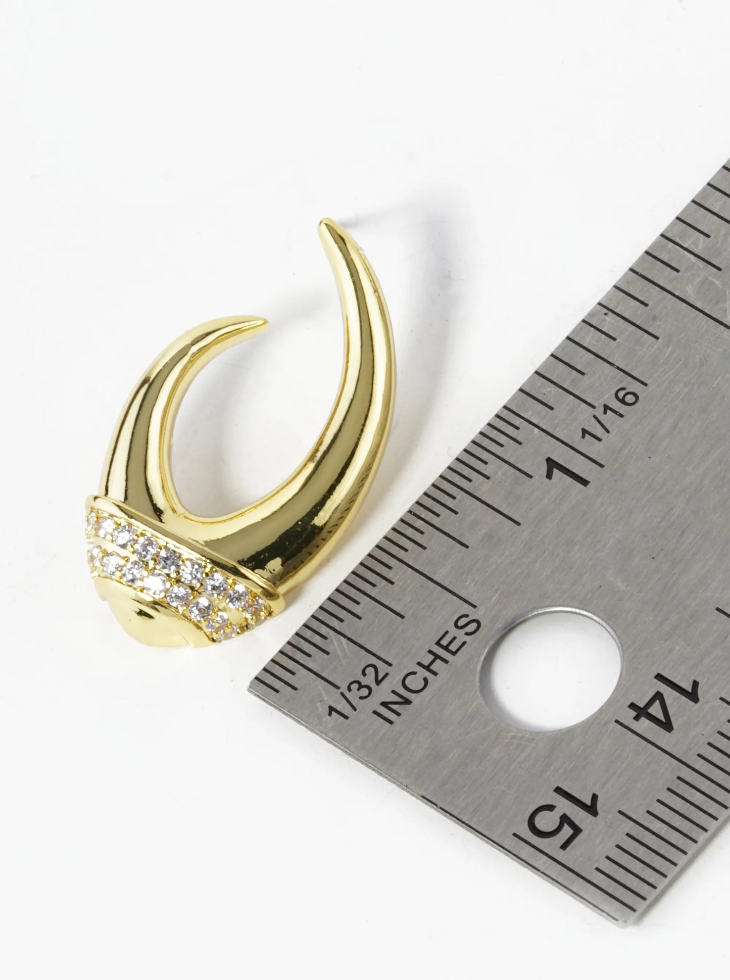 14K Gold Dipped Pave Set Cubic Zirconia Open Oval Stud Earrings