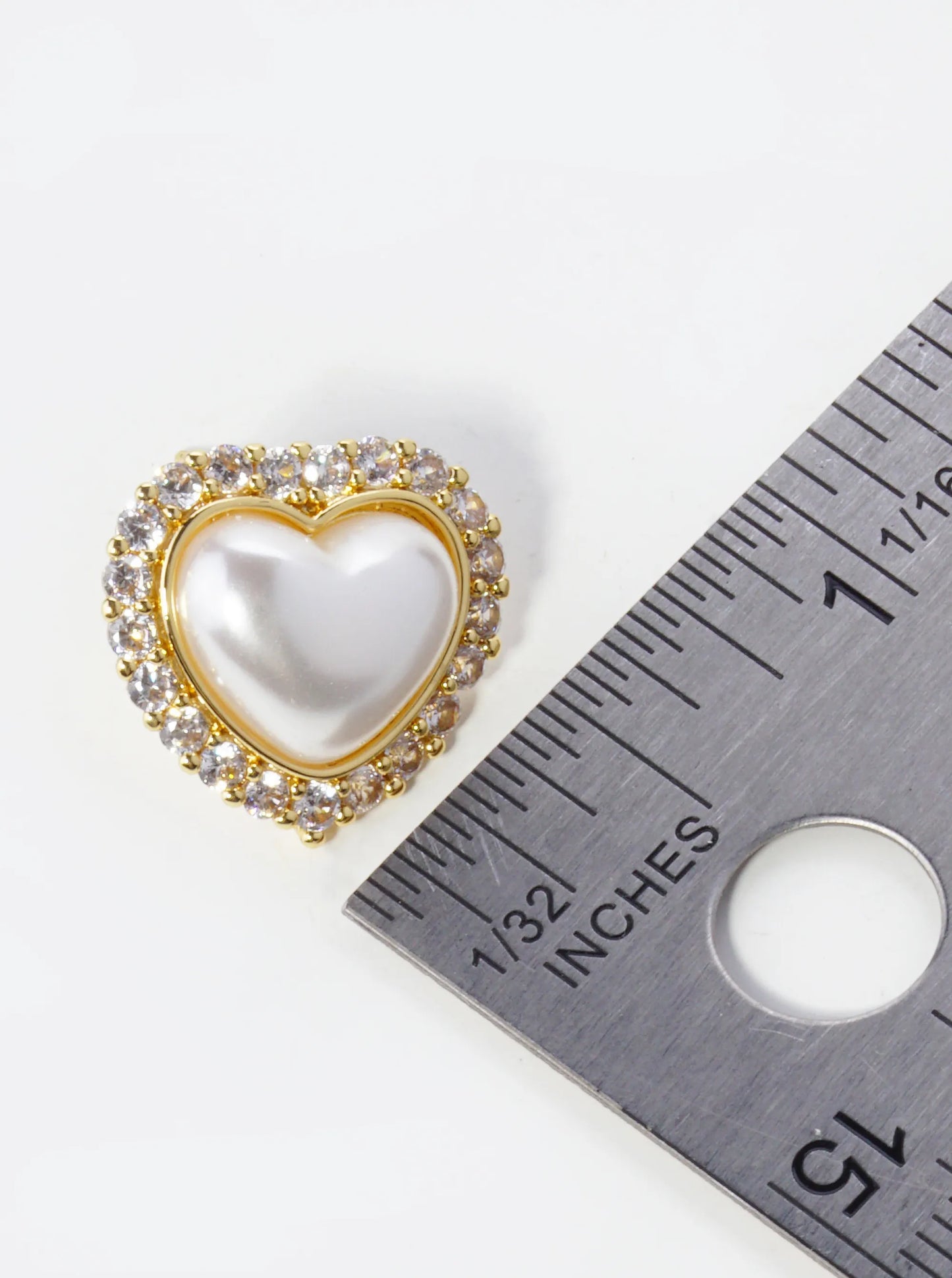 14K Gold Dipped Pave Set Cubic Zirconia Pearl Heart Stud Earrings