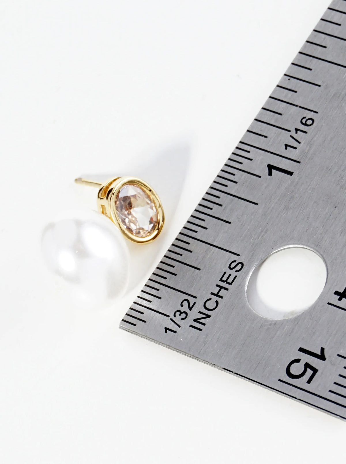 14K Gold Dipped Pearl And CZ Stone Double Oval Drop Earrings