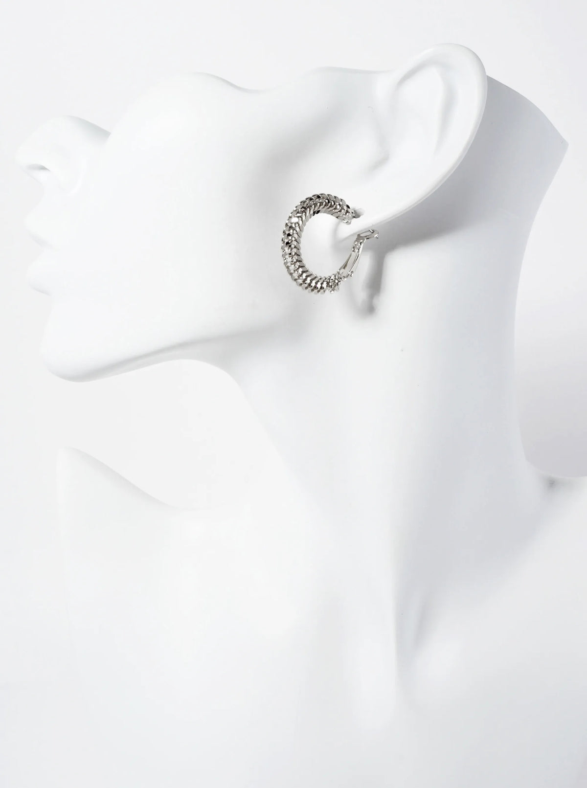 14K-Gold-Dipped Polished 25mm Chain-design Latch-Back Hoop Earrings
