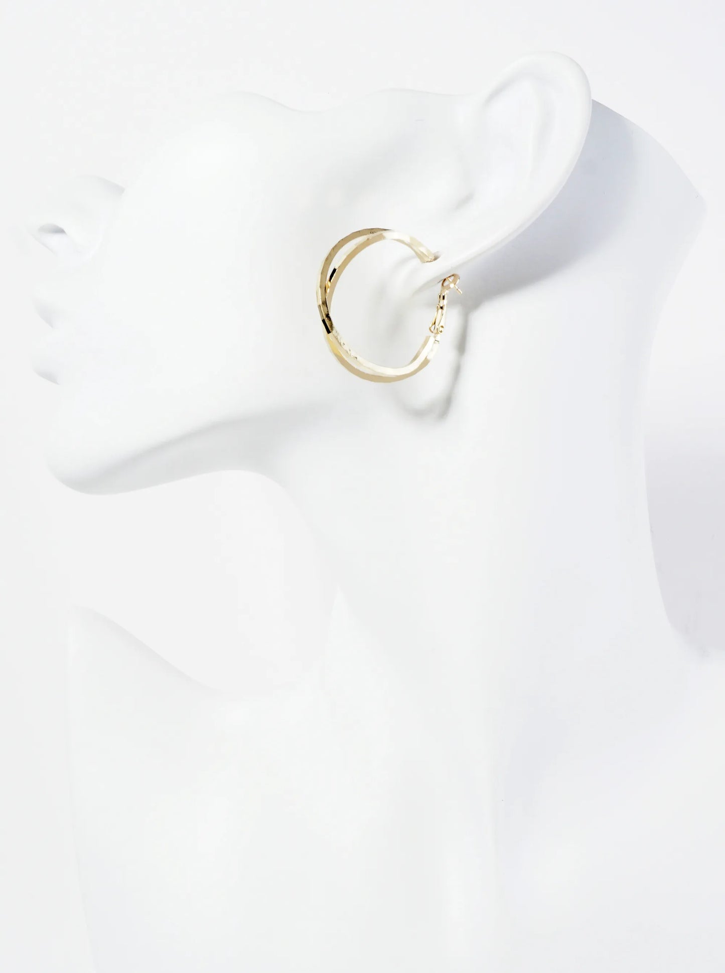 14K-Gold-Dipped Polished 30mm Crossover Geometric Latch-Back Hoop Earrings