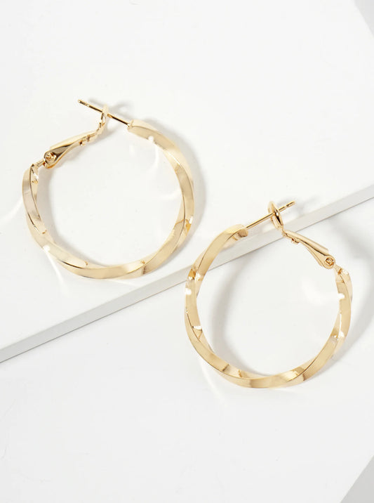 14K-Gold-Dipped Polished 30mm Twist Latch-Back Hoop Earrings