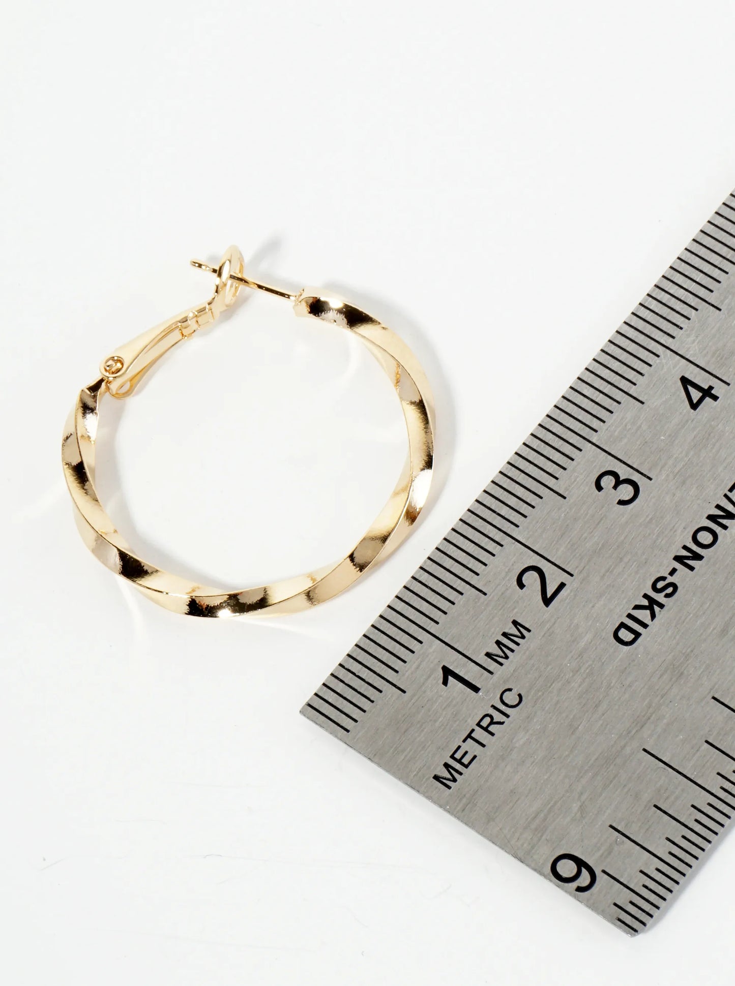 14K-Gold-Dipped Polished 30mm Twist Latch-Back Hoop Earrings