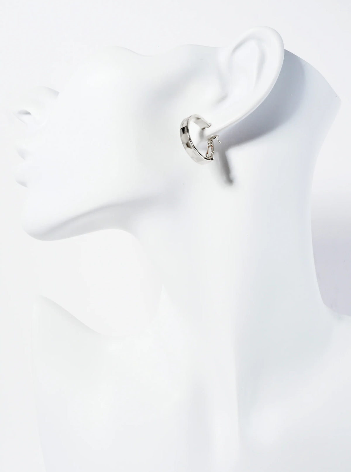 14K-Gold-Dipped Polished Brass 20mm Hammered Latch-Back Hoop Earrings With 4mm Thickness