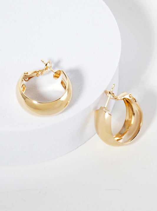 14K-Gold-Dipped Polished Brass 20mm Latch-Back Hoop Earrings With 9mm Thickness