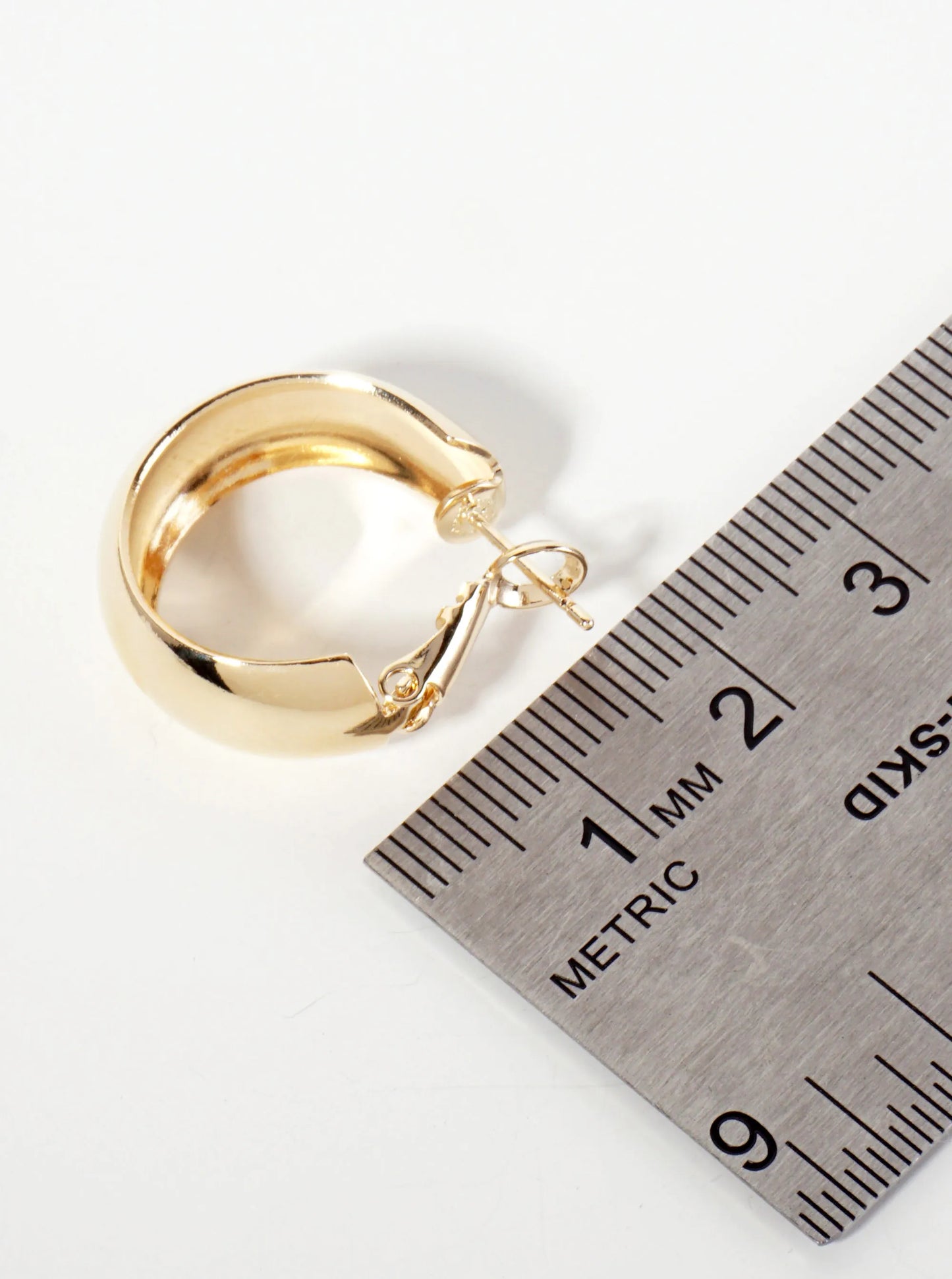 14K-Gold-Dipped Polished Brass 20mm Latch-Back Hoop Earrings With 9mm Thickness