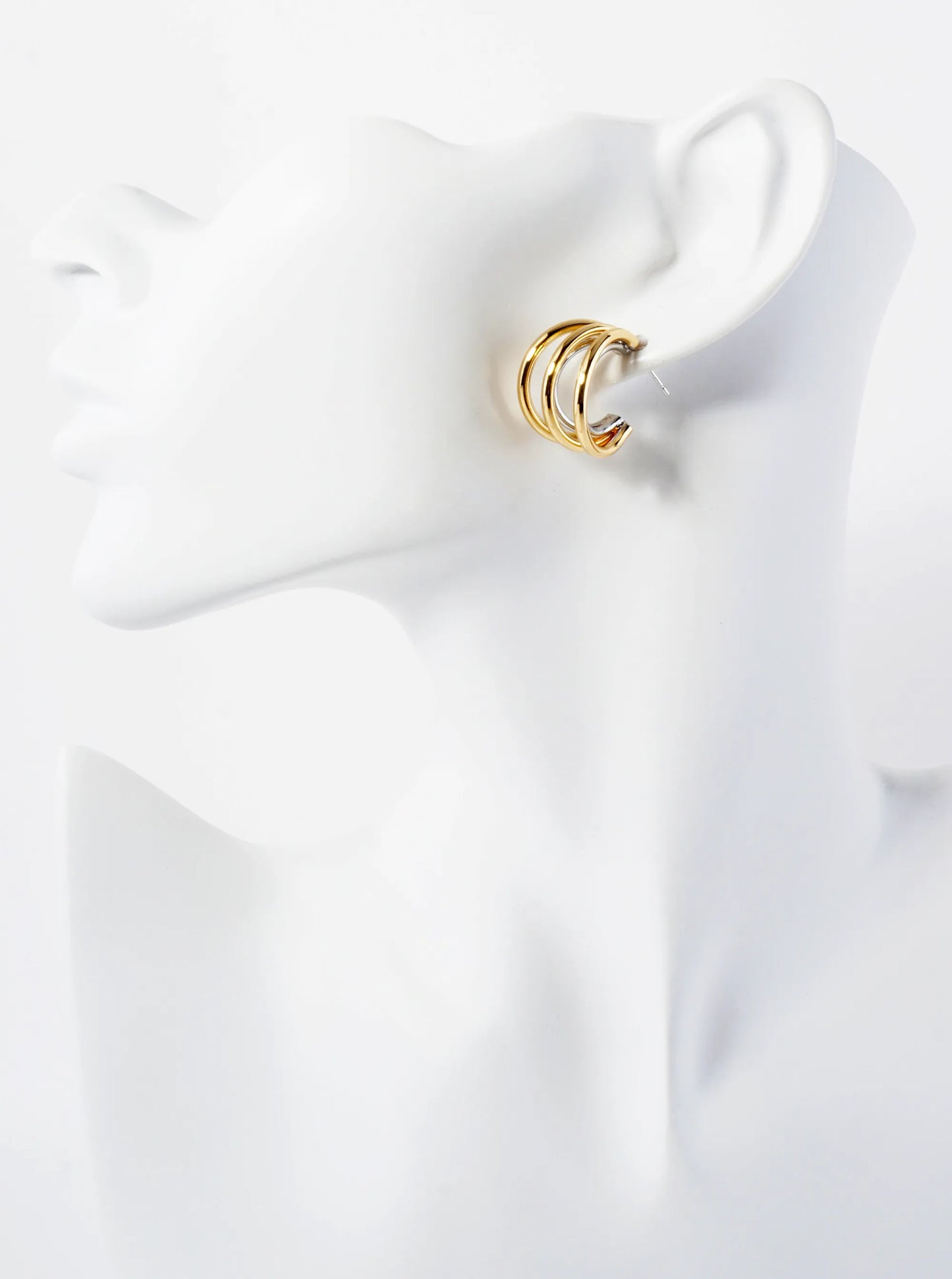 14K-Gold-Dipped Polished Brass Layered 15mm Hoop Earrings