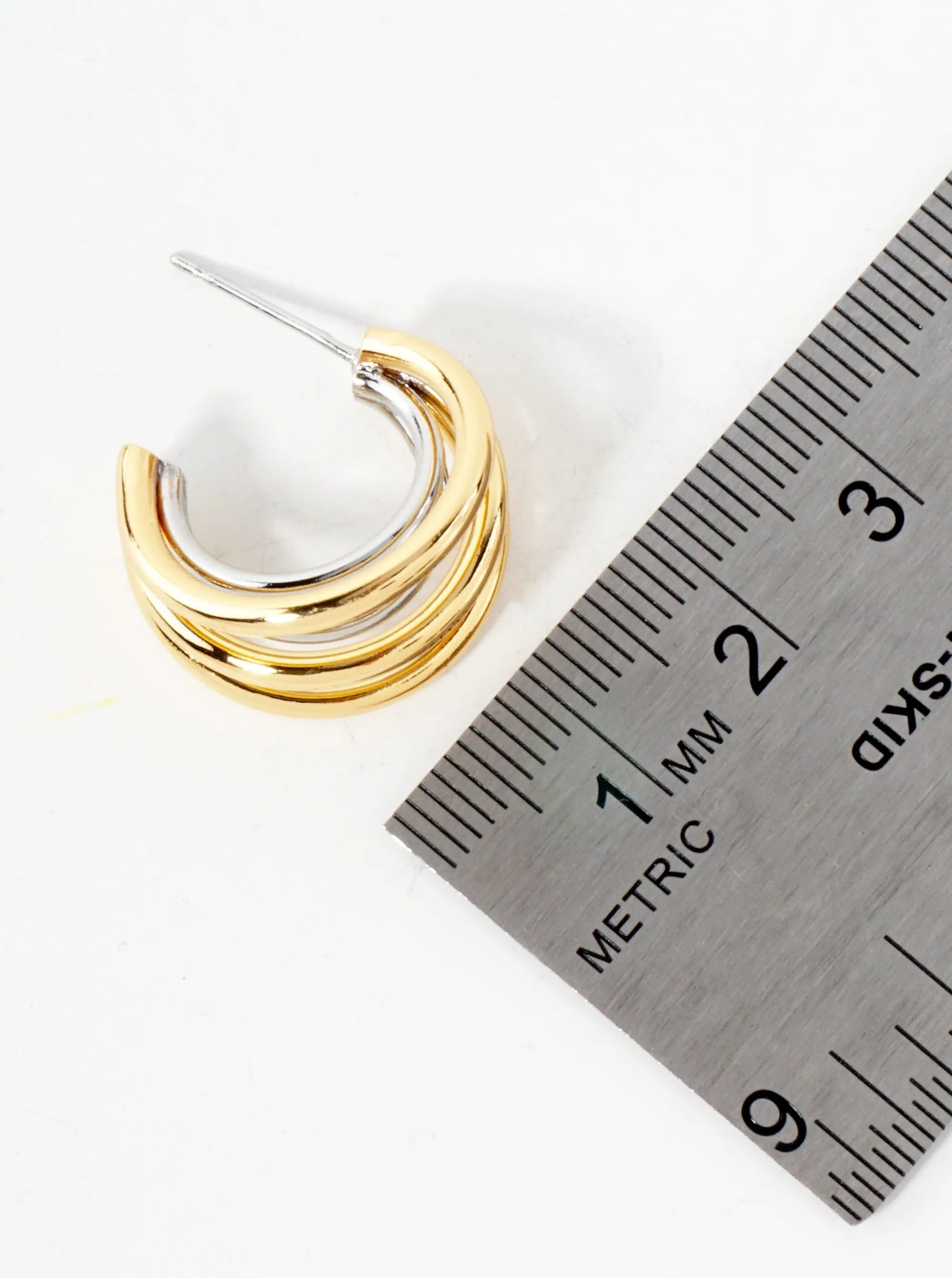 14K-Gold-Dipped Polished Brass Layered 15mm Hoop Earrings