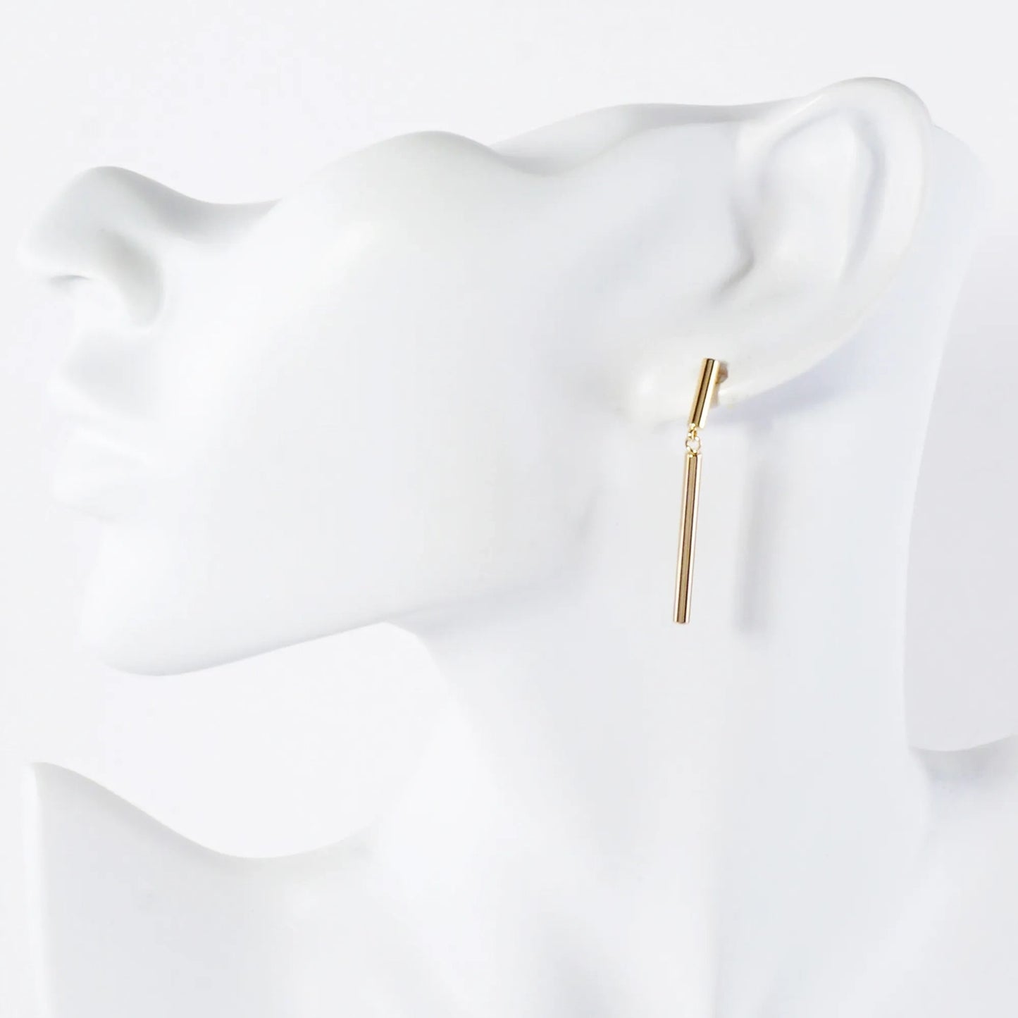 14K-Gold-Dipped Polished Brass Linked Bar Drop Earrings