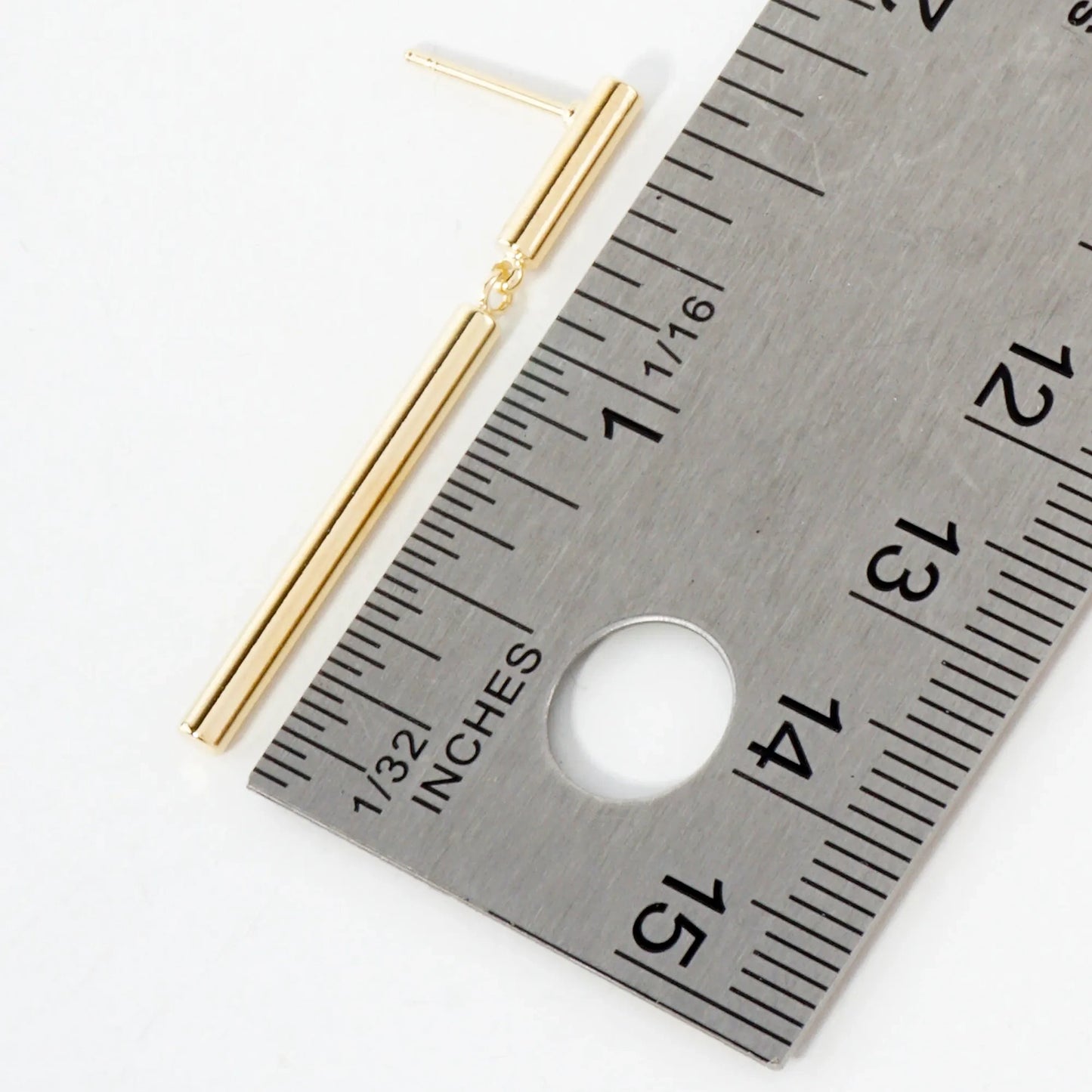 14K-Gold-Dipped Polished Brass Linked Bar Drop Earrings