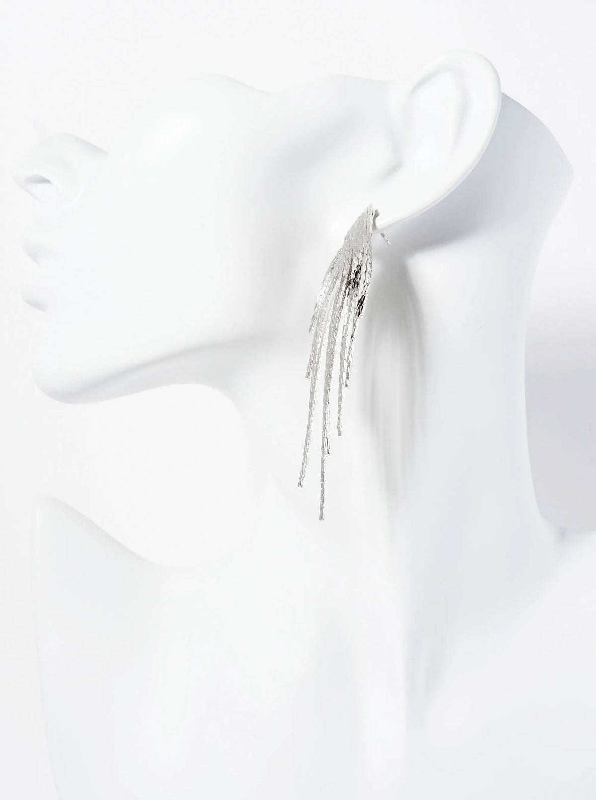 14K-Gold-Dipped Polished Cascading Chain Tassel Fringe Chandelier Earrings