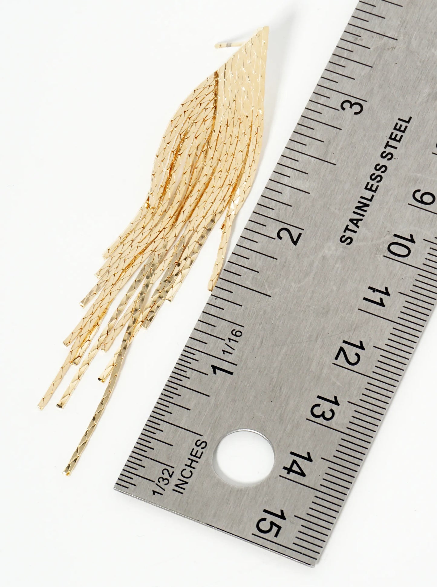 14K-Gold-Dipped Polished Cascading Fringe Chandelier Earrings