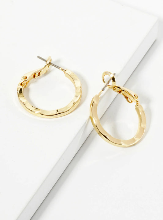 14K-Gold-Dipped Polished Metal 20mm Hammered Latch-Back Hoop Earrings
