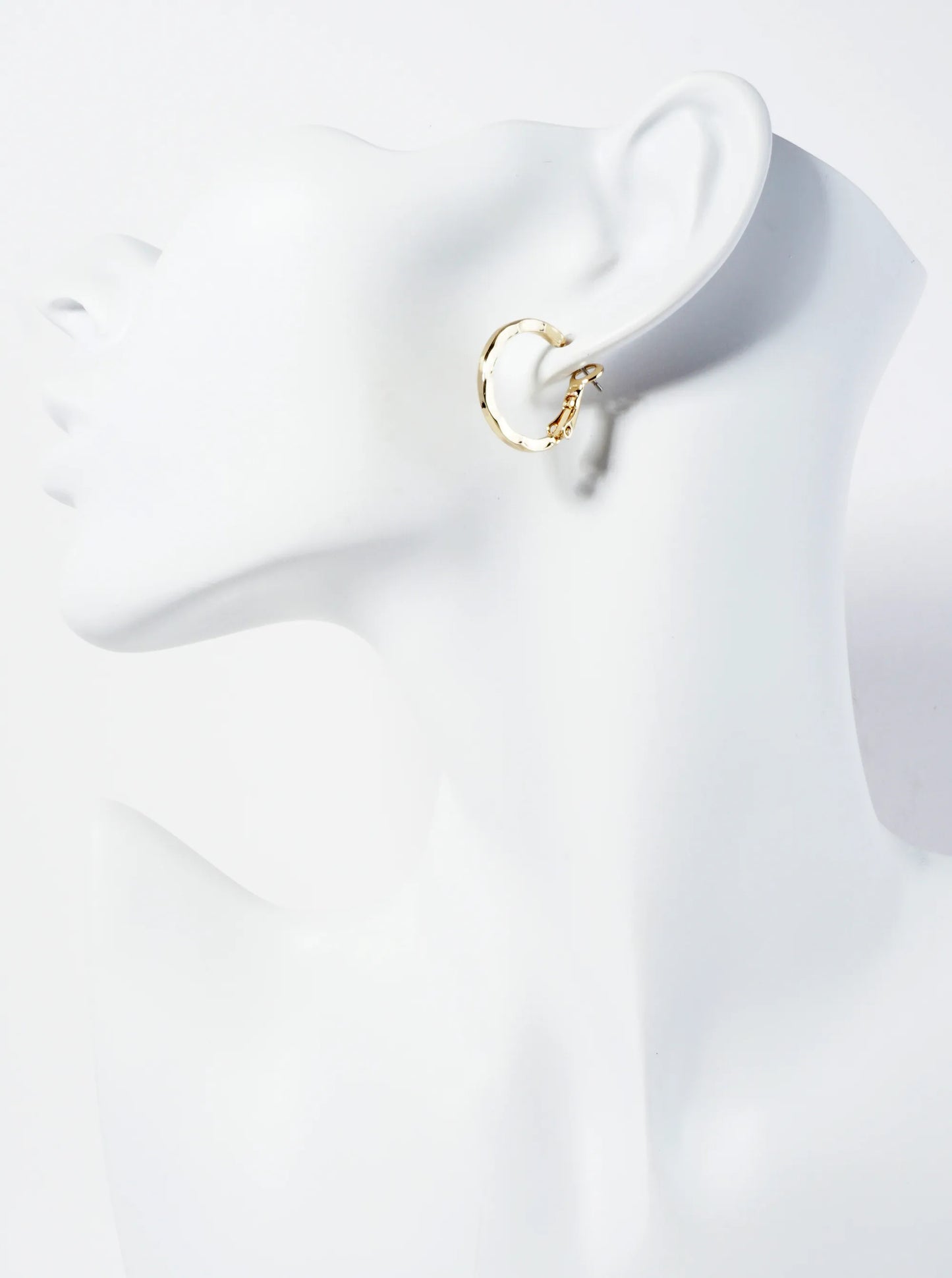 14K-Gold-Dipped Polished Metal 20mm Hammered Latch-Back Hoop Earrings