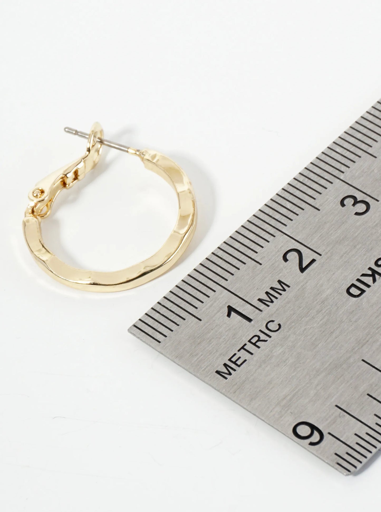 14K-Gold-Dipped Polished Metal 20mm Hammered Latch-Back Hoop Earrings