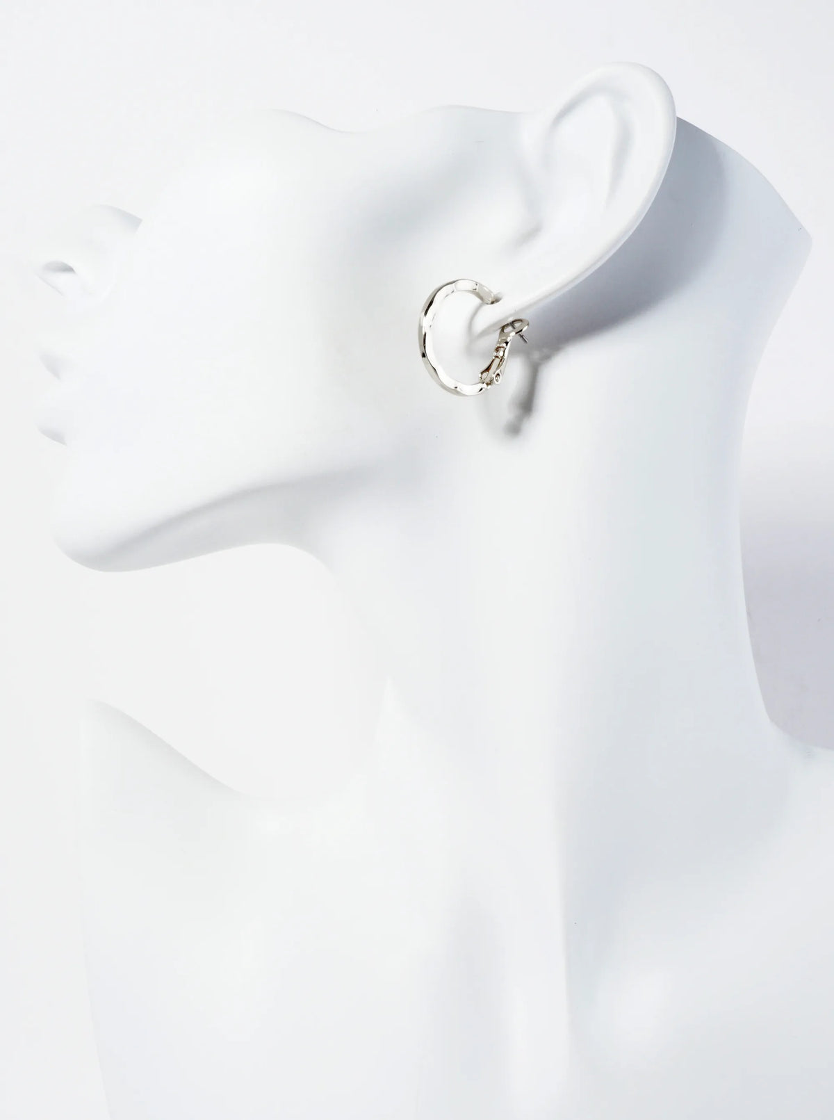 14K-Gold-Dipped Polished Metal 20mm Hammered Latch-Back Hoop Earrings