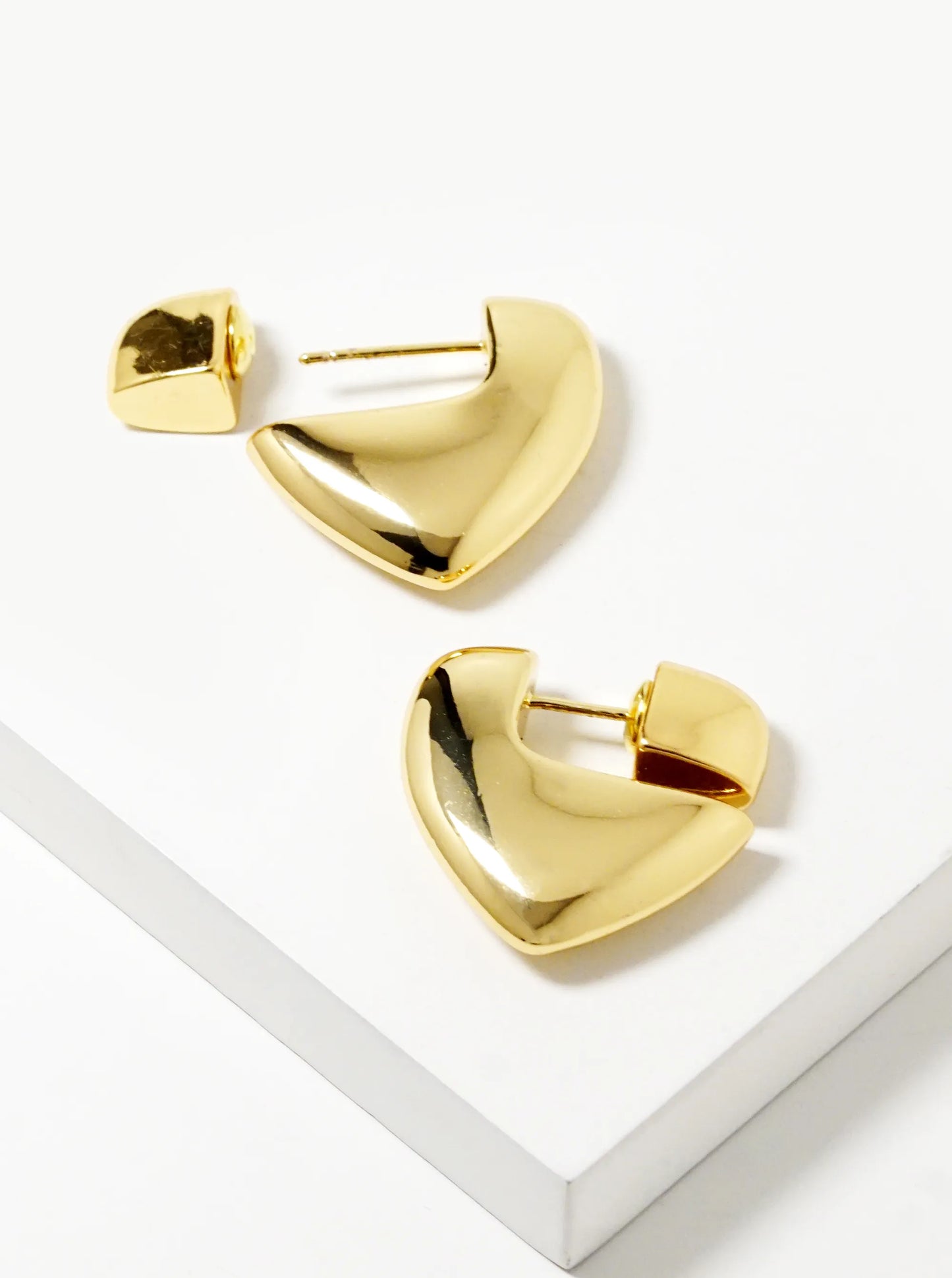14k Gold Dipped Puffy Heart Hoop Earrings