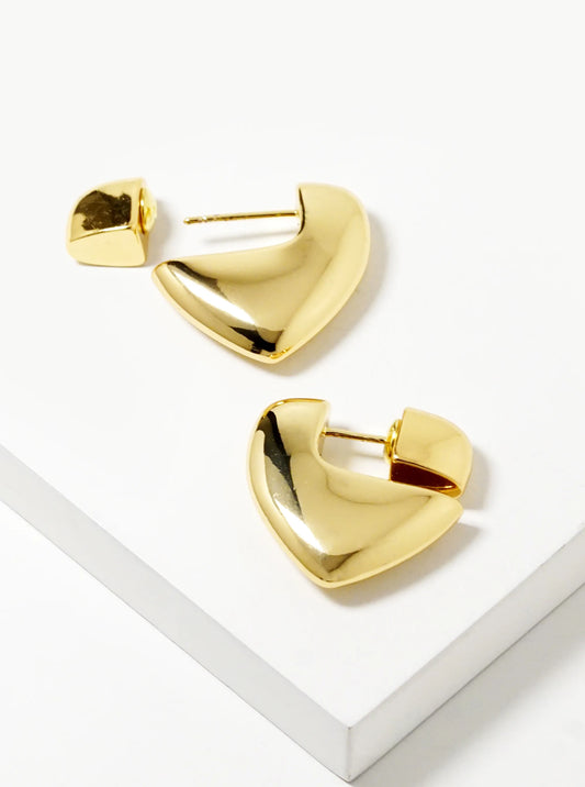 14k Gold Dipped Puffy Heart Hoop Earrings