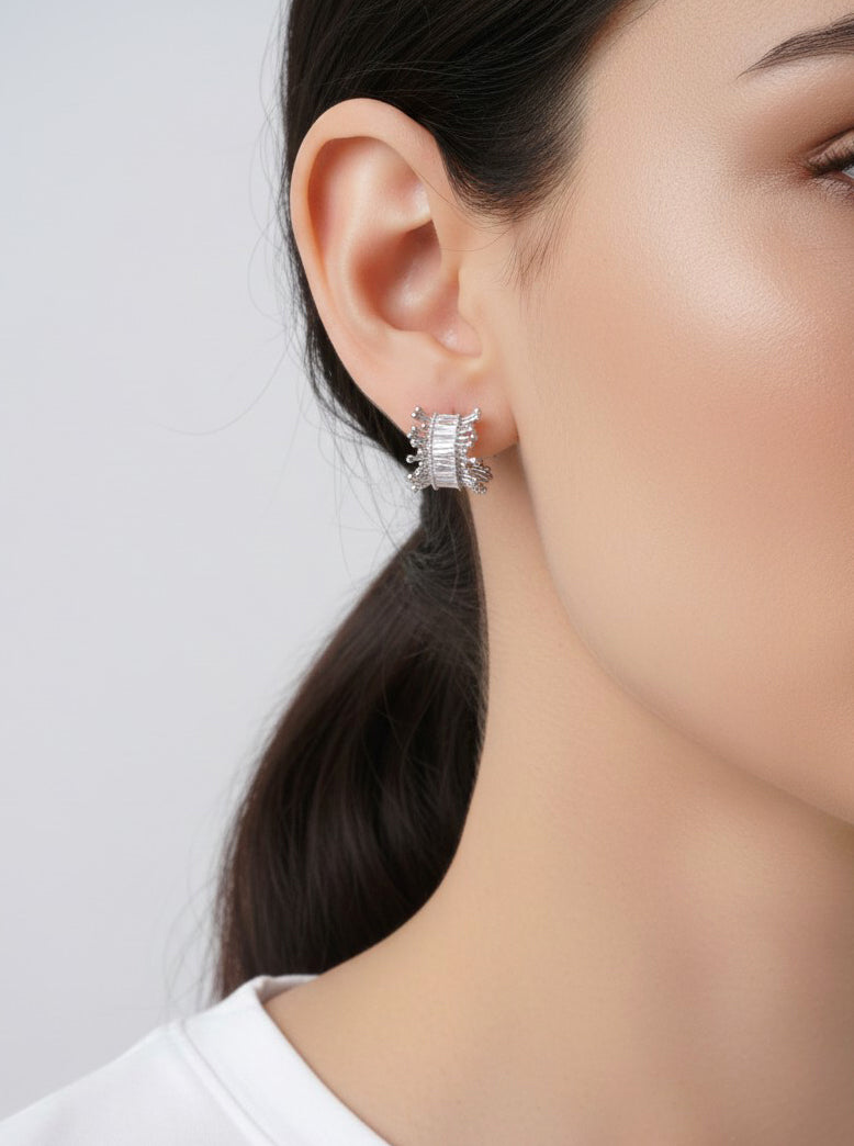 14K-Gold Dipped Radiant Baguette Hoop Earrings