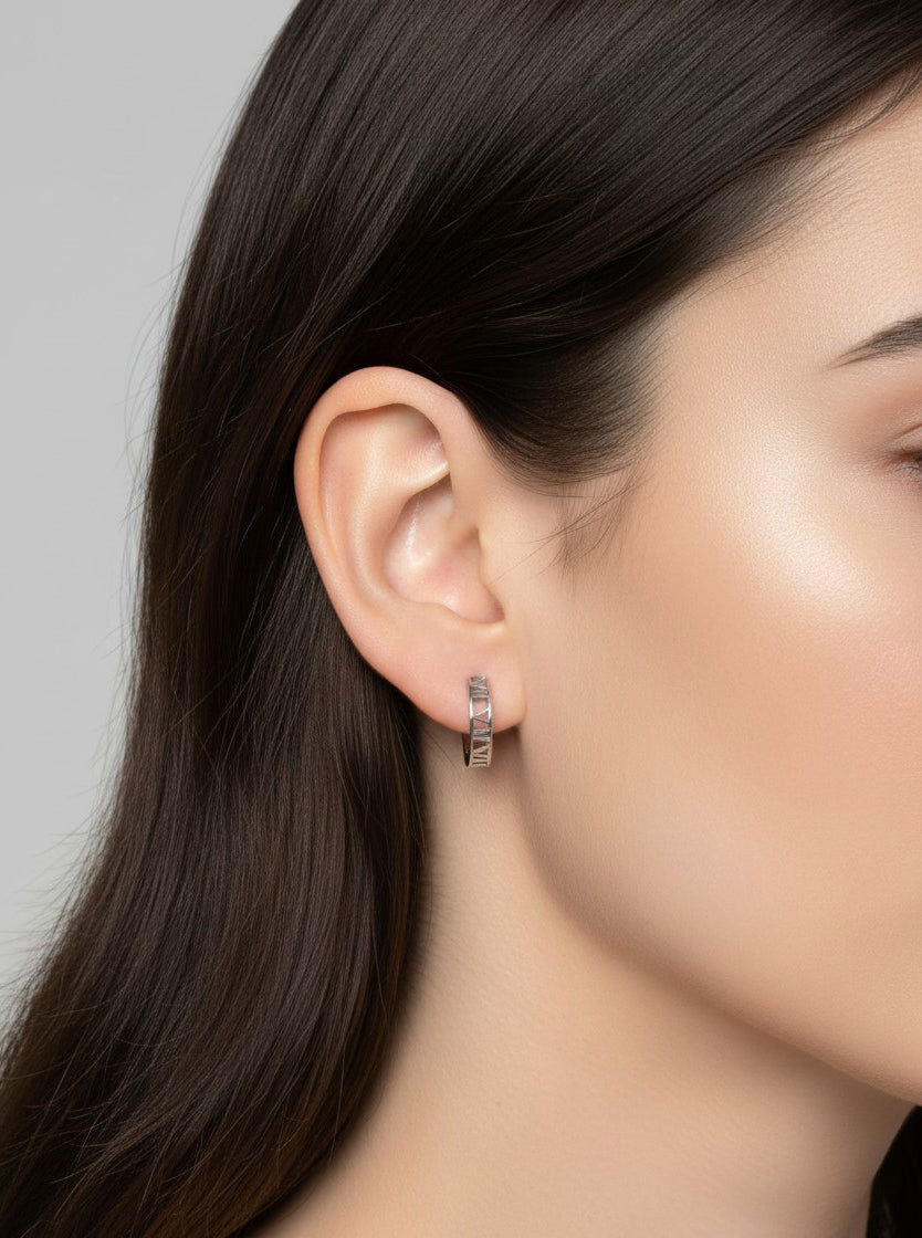 14K Gold-Dipped Roman Numeral Hoops