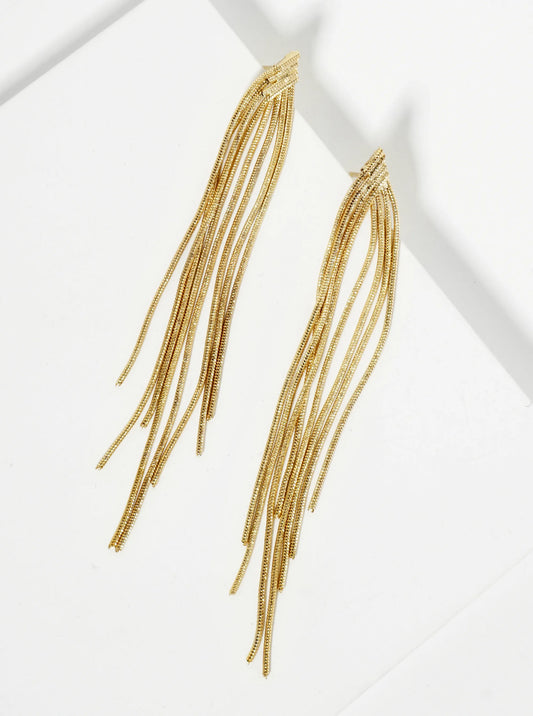 14K-Gold-Dipped Snake Chain Multi-Row Statement Earrings