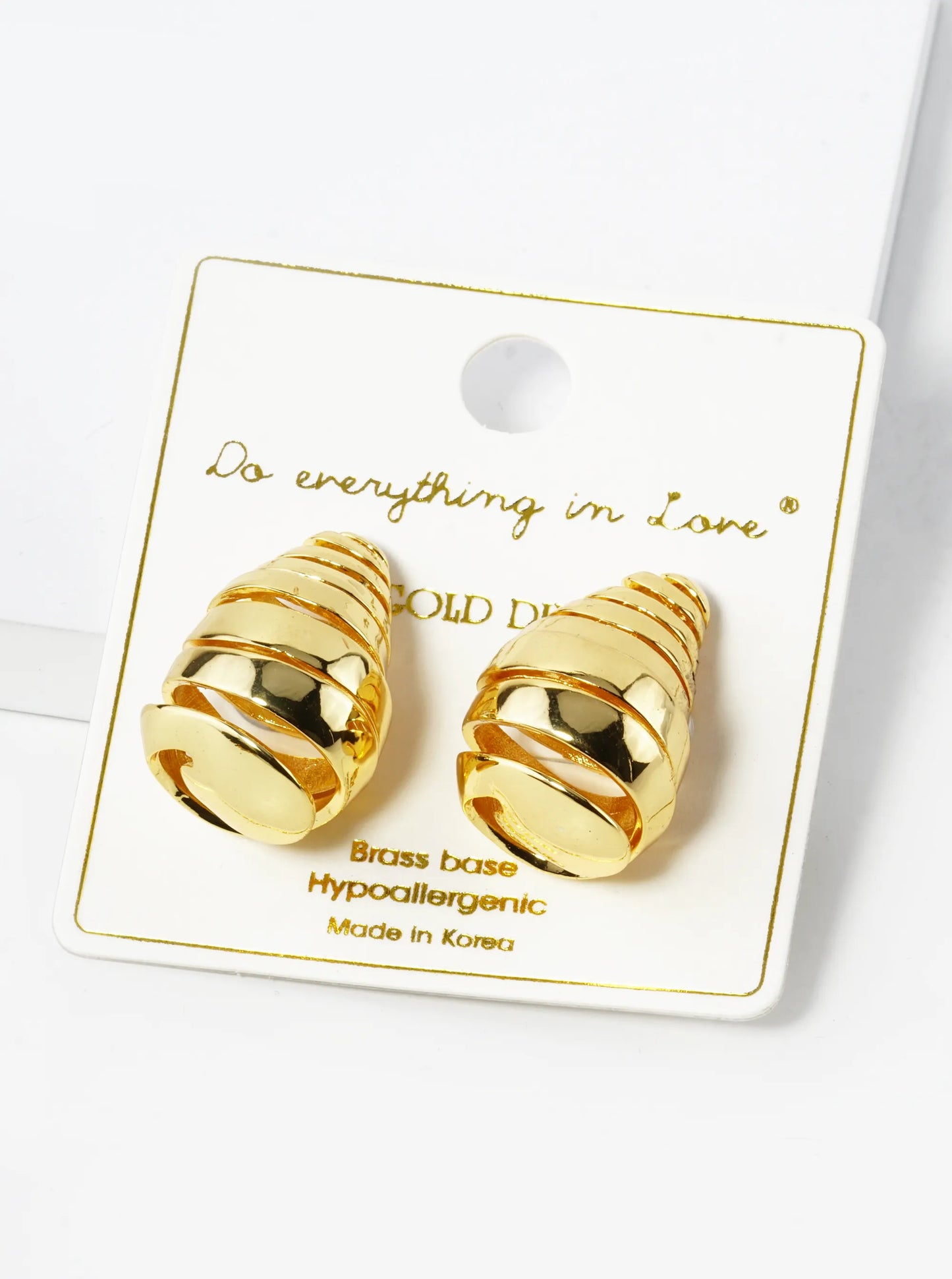 14K Gold Dipped Spiral Teardrop Post Stud Earrings