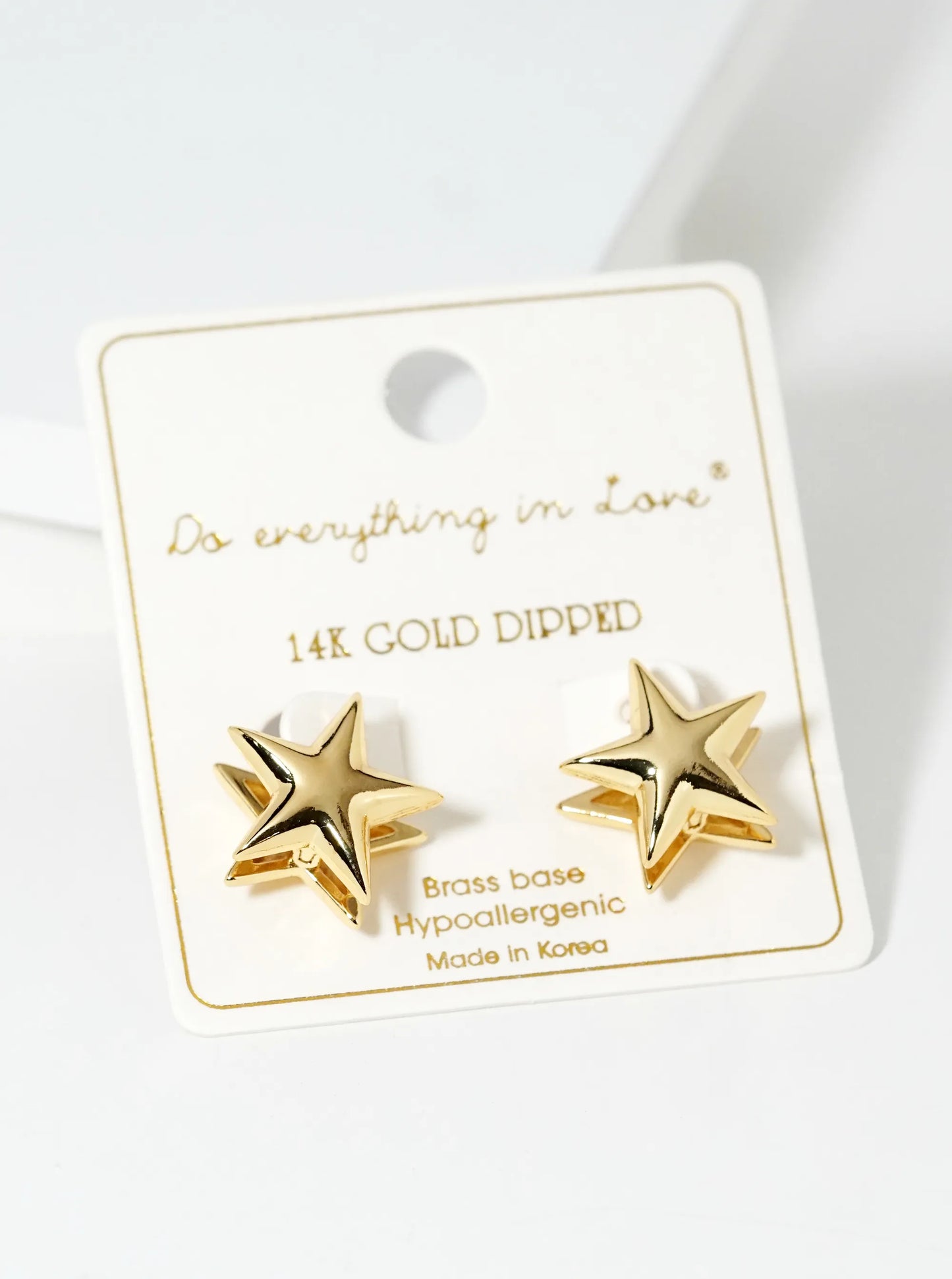 14K Gold Dipped Star Huggie Hoop Earrings
