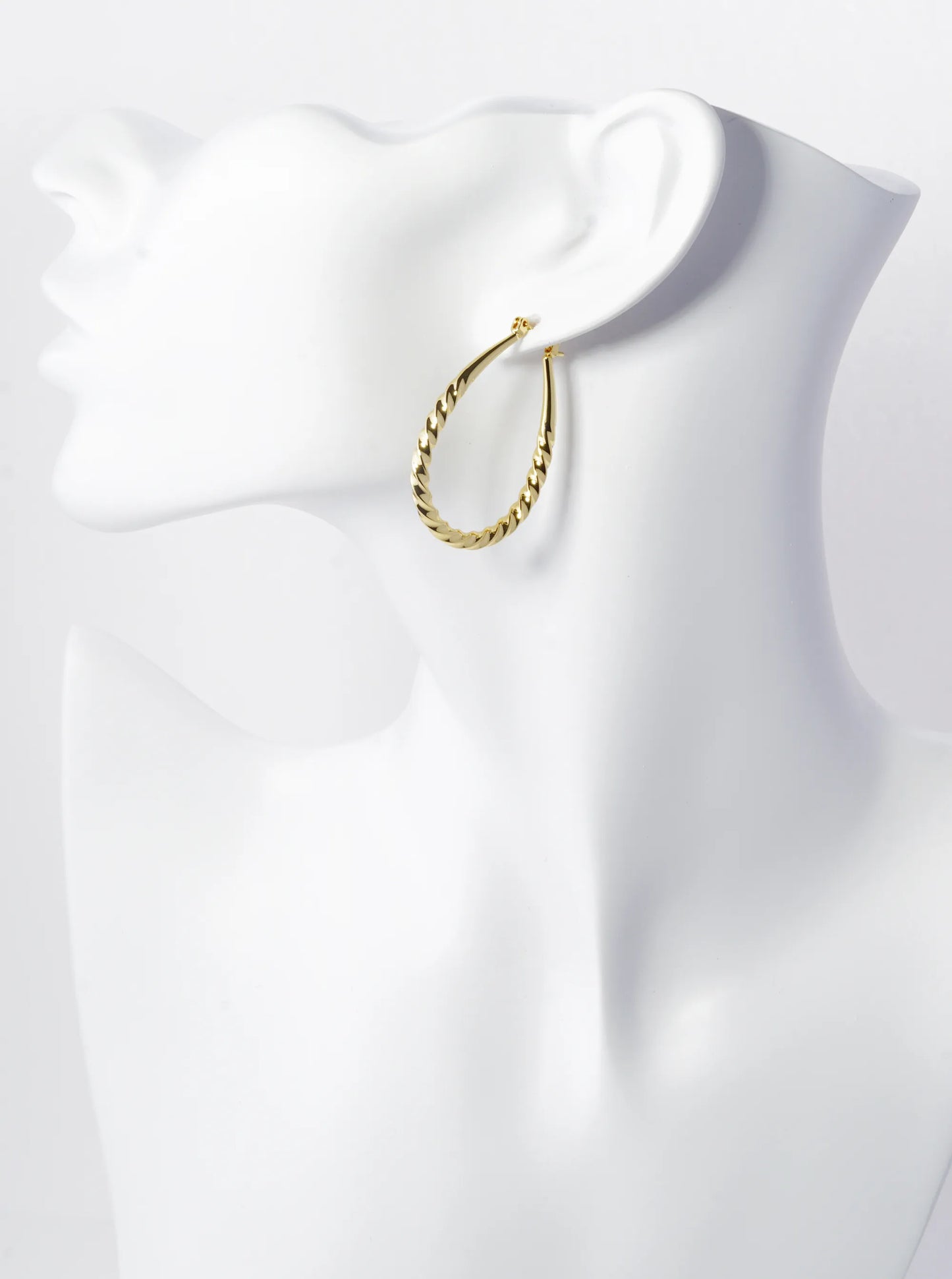 14K Gold Dipped Teardrop Shape 40mm Twist Hoop Earrings