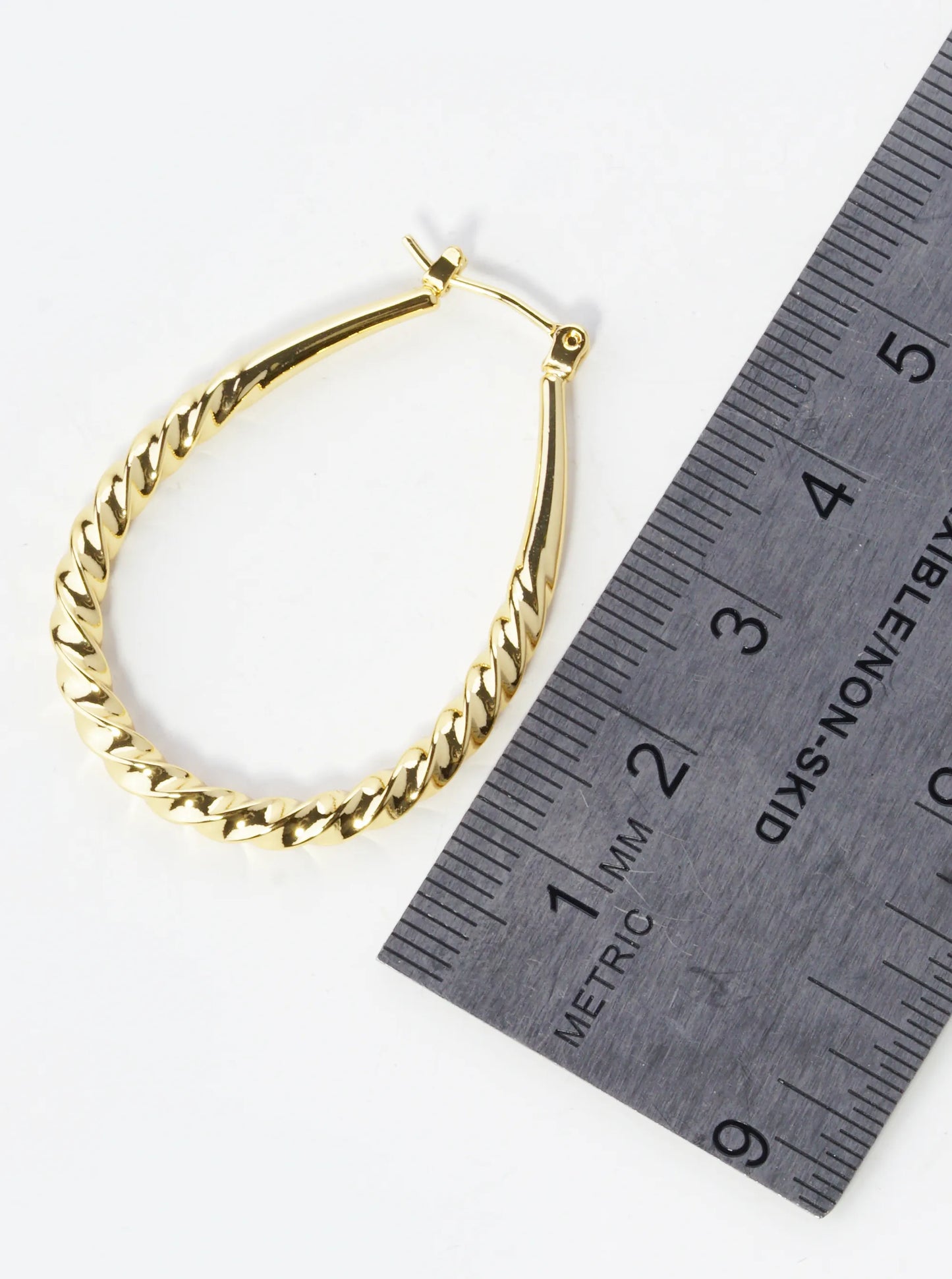 14K Gold Dipped Teardrop Shape 40mm Twist Hoop Earrings