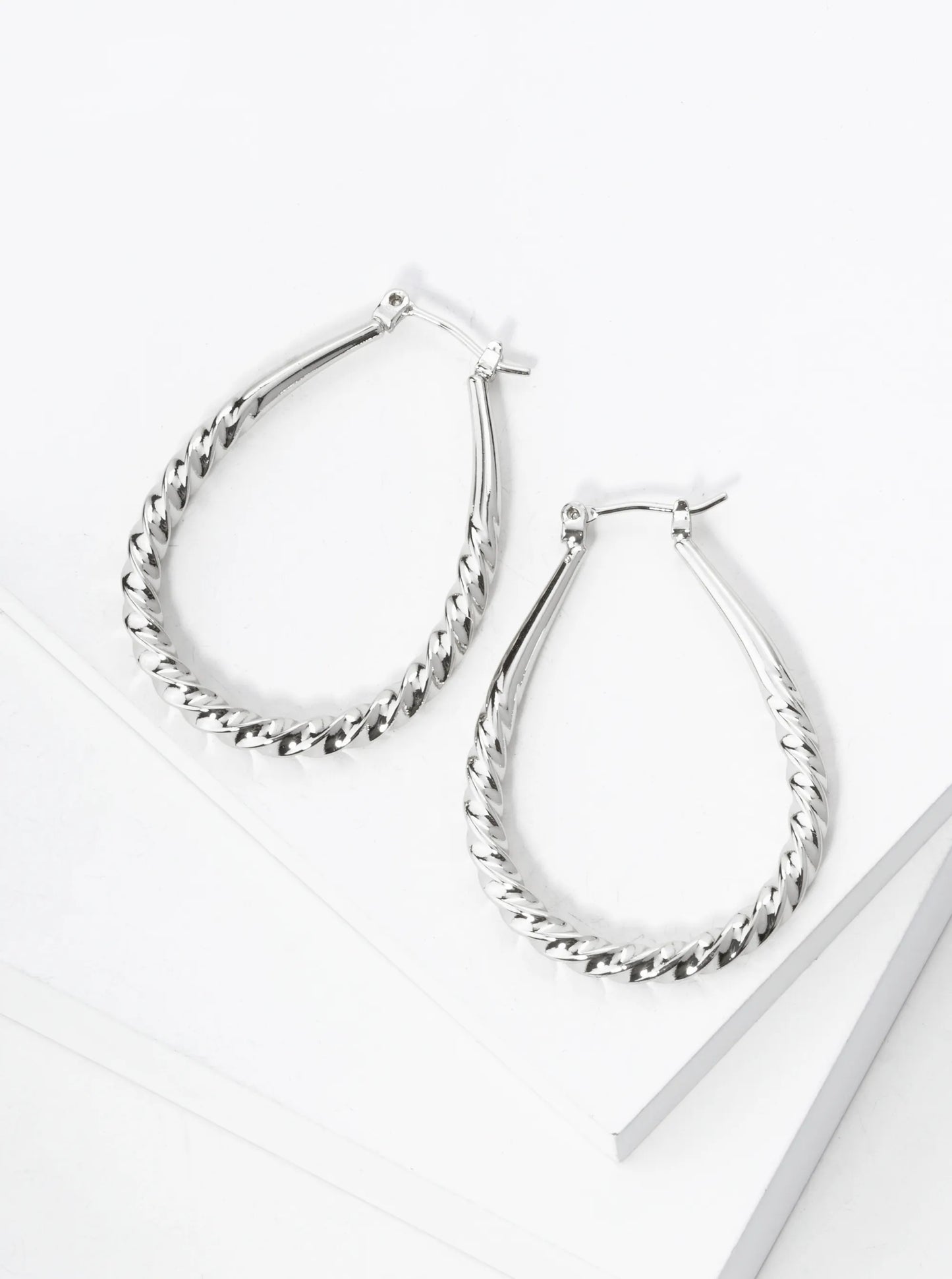 14K Gold Dipped Teardrop Shape 40mm Twist Hoop Earrings