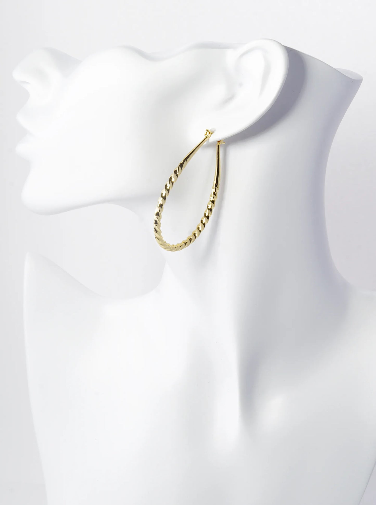 14K Gold Dipped Teardrop Shape 55mm Twist Hoop Earrings