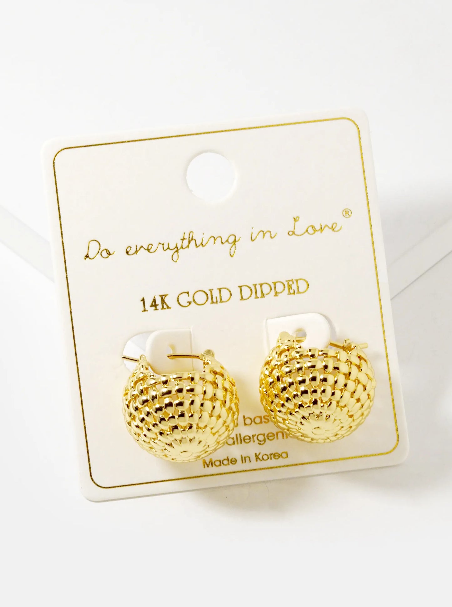 14K Gold Dipped Textured 20mm Ball Hoop Earrings