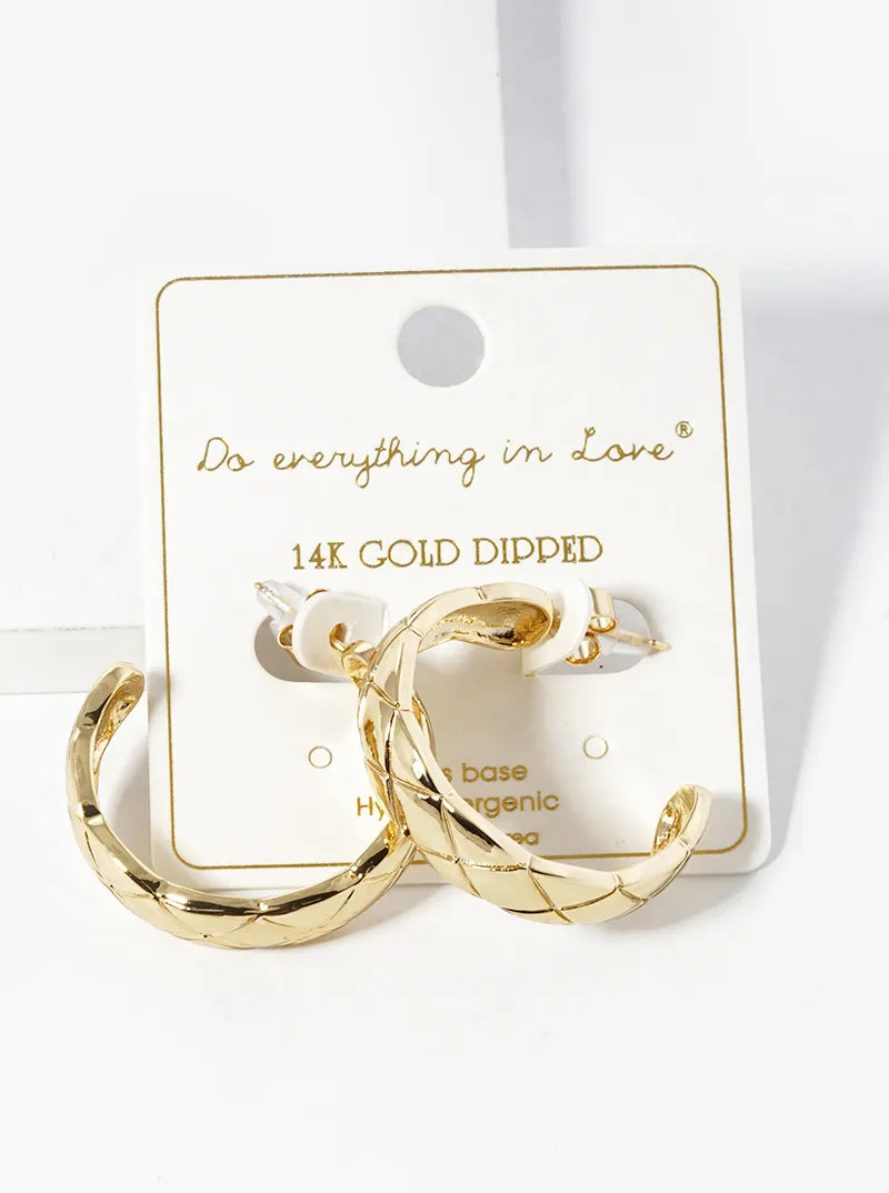 14K Gold Dipped Textured 30mm Open Hoop Earrings
